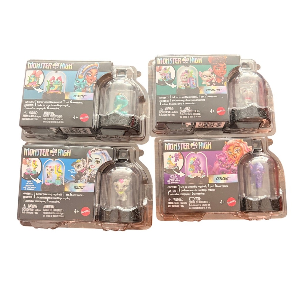 Monster High Pet Mini Figure Lot 4 Hissette Rockseena Watzie Crescent Mattel New